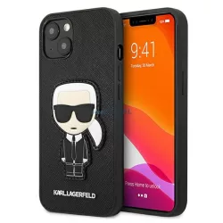   Karl Lagerfeld KLHCP13SOKPK iPhone 13 mini 5,4" fekete Saffiano ikonikus Karl's Patch keménytok