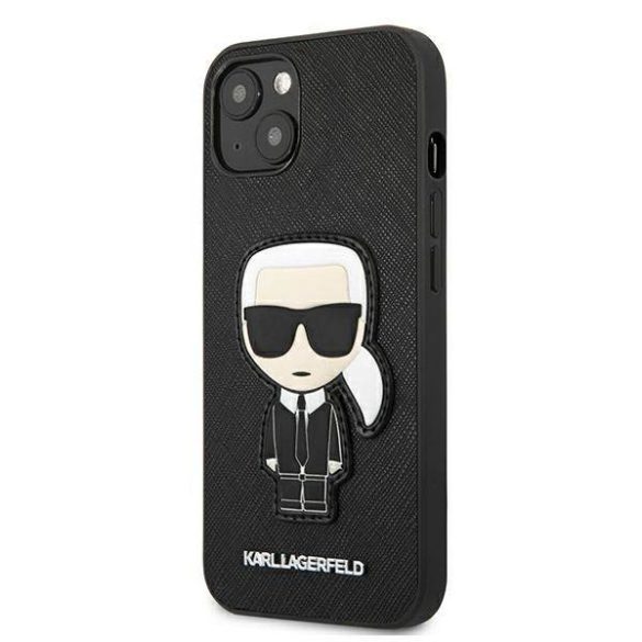 Karl Lagerfeld KLHCP13SOKPK iPhone 13 mini 5,4" fekete Saffiano ikonikus Karl's Patch keménytok