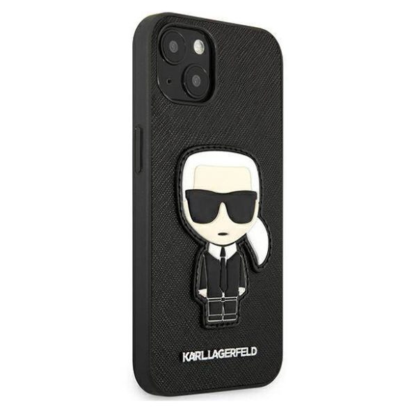 Karl Lagerfeld KLHCP13SOKPK iPhone 13 mini 5,4" fekete Saffiano ikonikus Karl's Patch keménytok