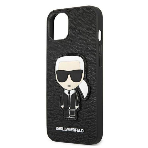 Karl Lagerfeld KLHCP13SOKPK iPhone 13 mini 5,4" fekete Saffiano ikonikus Karl's Patch keménytok