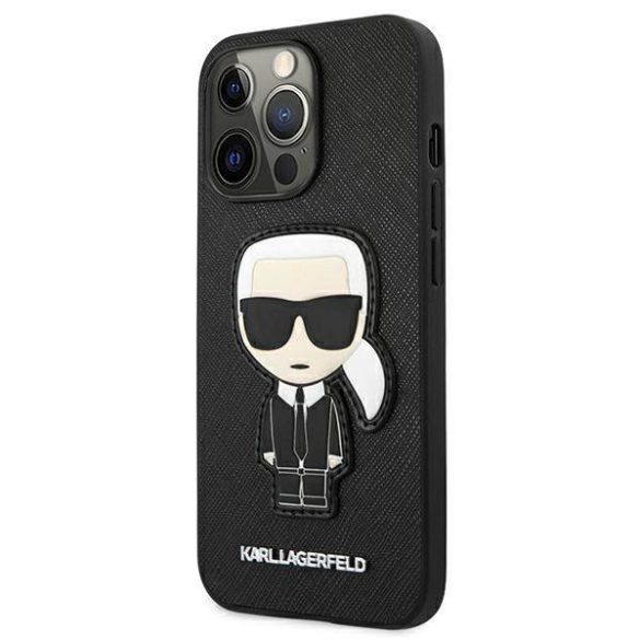 Karl Lagerfeld KLHCP13LOKPK iPhone 13 Pro / 13 6,1" fekete keménytok Saffiano ikonikus Karl's Patch