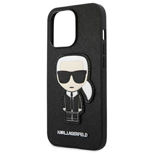 Karl Lagerfeld KLHCP13LOKPK iPhone 13 Pro / 13 6,1" fekete keménytok Saffiano ikonikus Karl's Patch