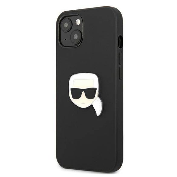 Karl Lagerfeld KLHCP13SPKMK iPhone 13 mini 5,4" fekete bőr keménytok ikonikus fém Karl Lagerfeld fej