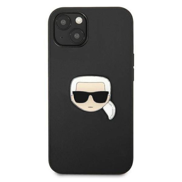 Karl Lagerfeld KLHCP13SPKMK iPhone 13 mini 5,4" fekete bőr keménytok ikonikus fém Karl Lagerfeld fej