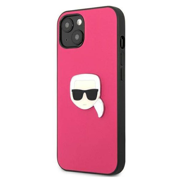 Karl Lagerfeld KLHCP13SPKMP iPhone 13 mini 5,4" rózsaszín bőr keménytok ikonikus fém Karl Lagerfeld fej