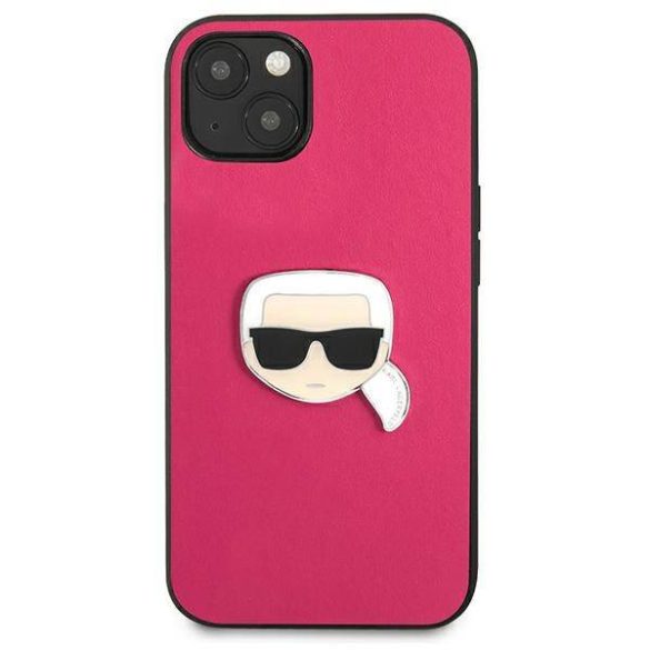 Karl Lagerfeld KLHCP13SPKMP iPhone 13 mini 5,4" rózsaszín bőr keménytok ikonikus fém Karl Lagerfeld fej