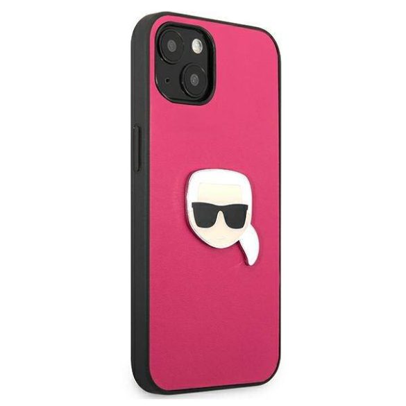 Karl Lagerfeld KLHCP13SPKMP iPhone 13 mini 5,4" rózsaszín bőr keménytok ikonikus fém Karl Lagerfeld fej