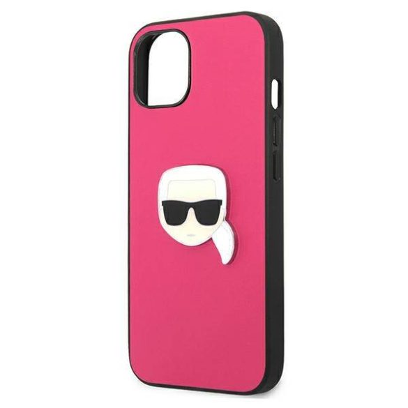 Karl Lagerfeld KLHCP13SPKMP iPhone 13 mini 5,4" rózsaszín bőr keménytok ikonikus fém Karl Lagerfeld fej