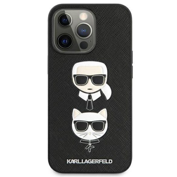 Karl Lagerfeld KLHCP13LSAKICKCBK iPhone 13 Pro / 13 6,1" fekete keménytok Saffiano Karl & Choupette