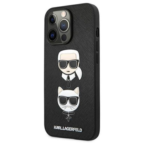 Karl Lagerfeld KLHCP13XSAKICKCBK iPhone 13 Pro Max 6,7" fekete keménytok Saffiano Karl & Choupette