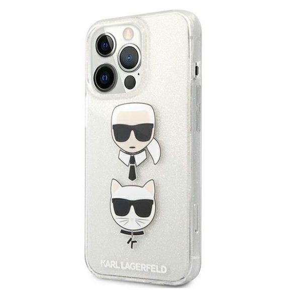 Karl Lagerfeld KLHCP13LKCTUGLS iPhone 13 Pro / 13 6,1" ezüst csillogós Karl & Choupette keménytok