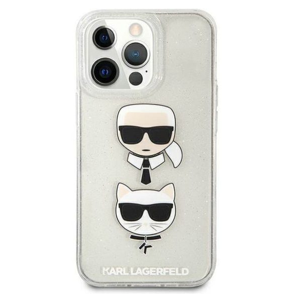 Karl Lagerfeld KLHCP13LKCTUGLS iPhone 13 Pro / 13 6,1" ezüst csillogós Karl & Choupette keménytok