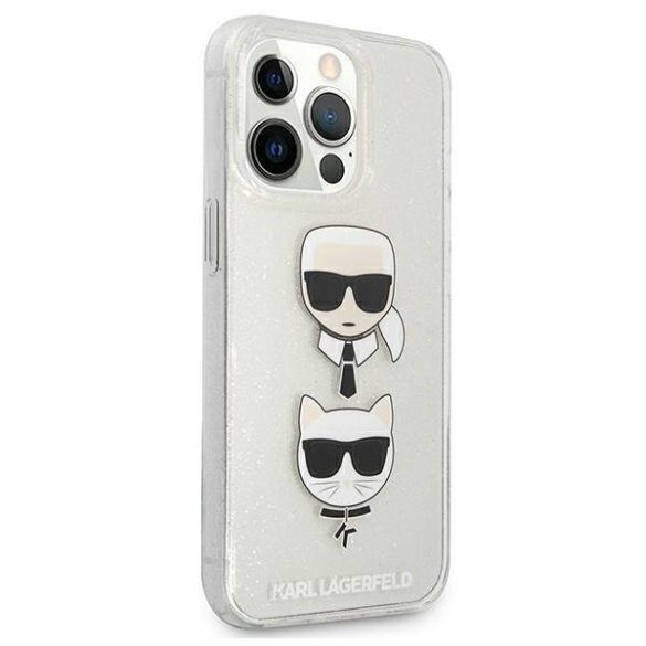 Karl Lagerfeld KLHCP13LKCTUGLS iPhone 13 Pro / 13 6,1" ezüst csillogós Karl & Choupette keménytok