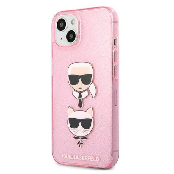 Karl Lagerfeld KLHCP13SKCTUGLP iPhone 13 mini 5,4" rózsaszín csillogós Karl & Choupette keménytok