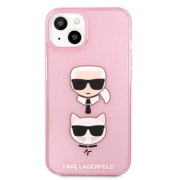 Karl Lagerfeld KLHCP13SKCTUGLP iPhone 13 mini 5,4" rózsaszín csillogós Karl & Choupette keménytok