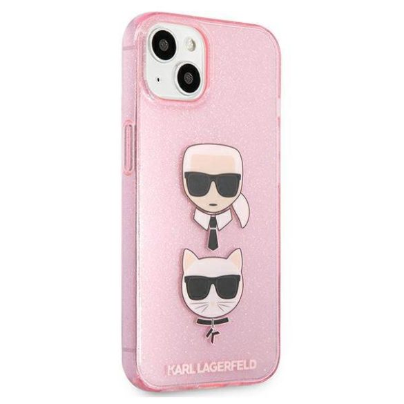 Karl Lagerfeld KLHCP13SKCTUGLP iPhone 13 mini 5,4" rózsaszín csillogós Karl & Choupette keménytok