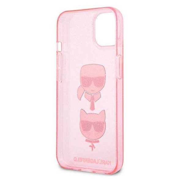 Karl Lagerfeld KLHCP13SKCTUGLP iPhone 13 mini 5,4" rózsaszín csillogós Karl & Choupette keménytok