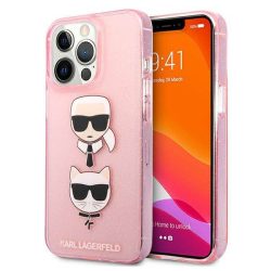   Karl Lagerfeld KLHCP13LKCTUGLP iPhone 13 Pro / 13 6,1" rózsaszín csillogós Karl & Choupette keménytok