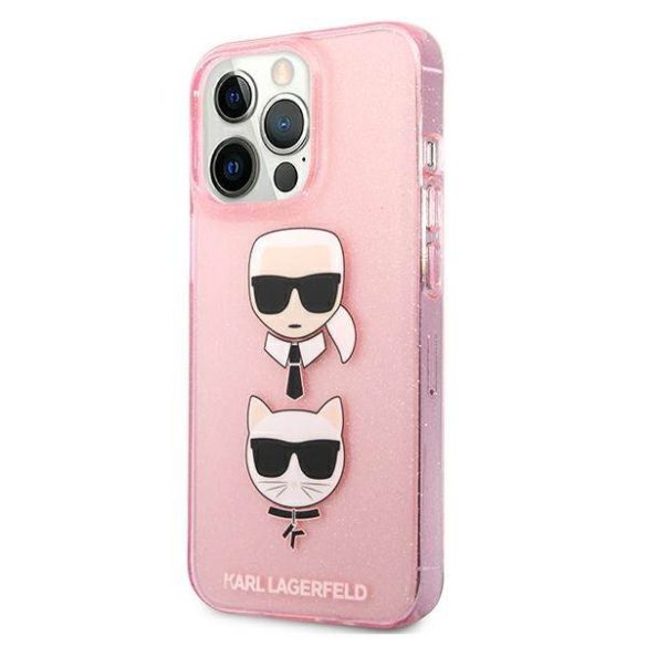 Karl Lagerfeld KLHCP13LKCTUGLP iPhone 13 Pro / 13 6,1" rózsaszín csillogós Karl & Choupette keménytok