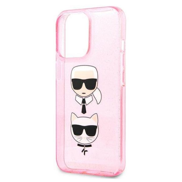 Karl Lagerfeld KLHCP13LKCTUGLP iPhone 13 Pro / 13 6,1" rózsaszín csillogós Karl & Choupette keménytok