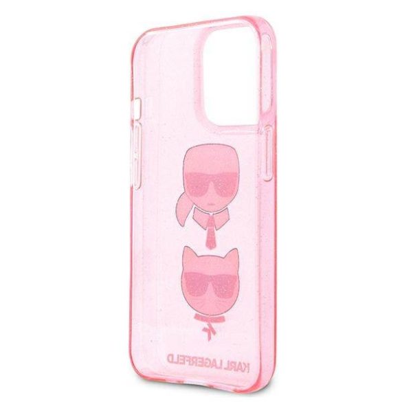 Karl Lagerfeld KLHCP13LKCTUGLP iPhone 13 Pro / 13 6,1" rózsaszín csillogós Karl & Choupette keménytok