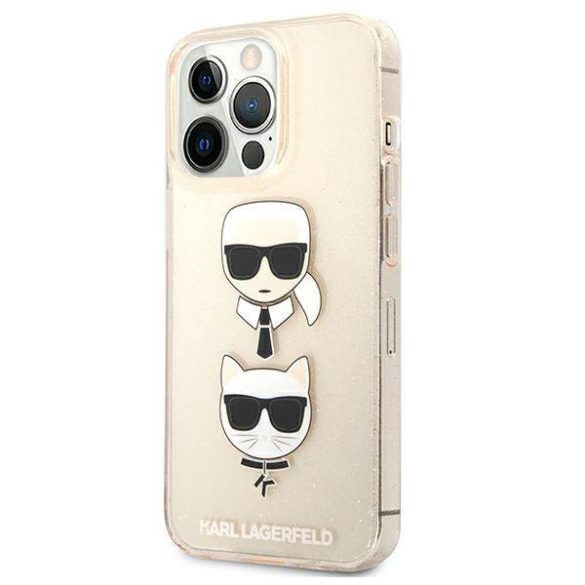 Karl Lagerfeld KLHCP13LKCTUGLGO iPhone 13 Pro / 13 6,1" arany csillogós Karl & Choupette keménytok