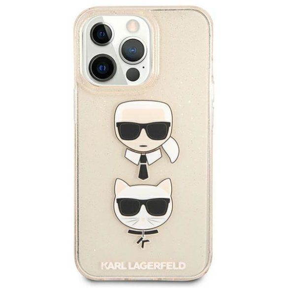 Karl Lagerfeld KLHCP13LKCTUGLGO iPhone 13 Pro / 13 6,1" arany csillogós Karl & Choupette keménytok