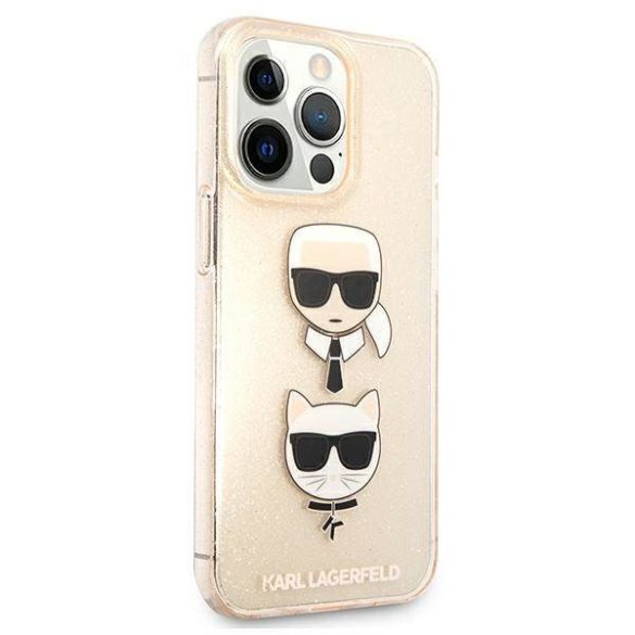 Karl Lagerfeld KLHCP13LKCTUGLGO iPhone 13 Pro / 13 6,1" arany csillogós Karl & Choupette keménytok