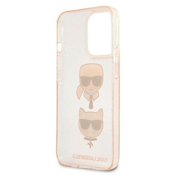 Karl Lagerfeld KLHCP13LKCTUGLGO iPhone 13 Pro / 13 6,1" arany csillogós Karl & Choupette keménytok