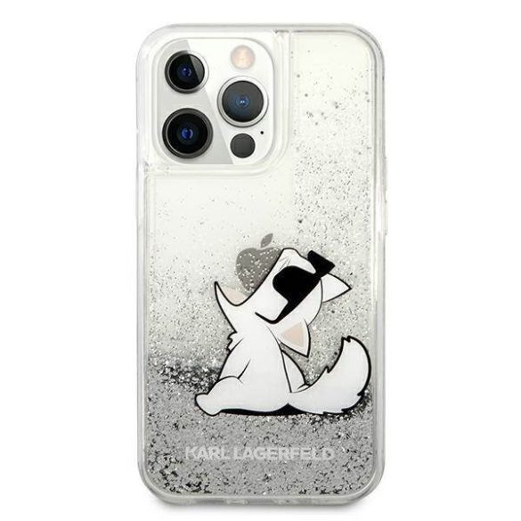 Karl Lagerfeld KLHCP13LGCFS iPhone 13 Pro / 13 6,1" ezüst folyékony csillogó kristályos Choupette Fun keménytok