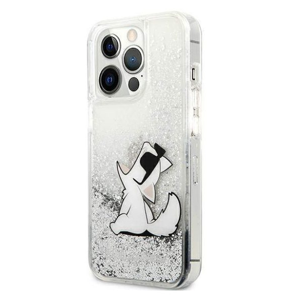 Karl Lagerfeld KLHCP13XGCFS iPhone 13 Pro Max 6,7" ezüst folyékony csillogó kristályos Choupette Fun keménytok