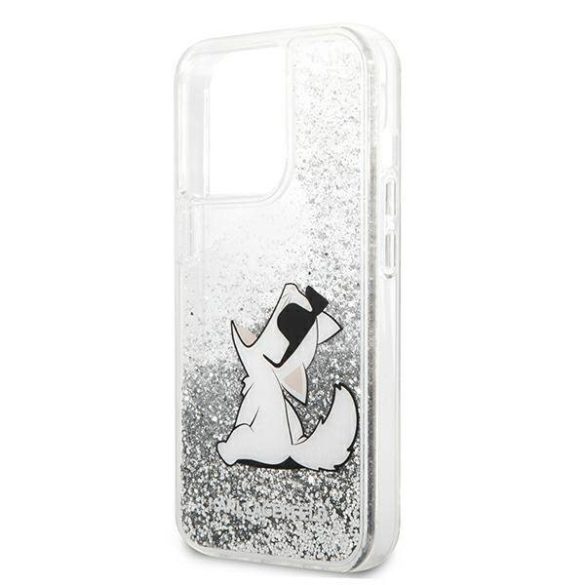 Karl Lagerfeld KLHCP13XGCFS iPhone 13 Pro Max 6,7" ezüst folyékony csillogó kristályos Choupette Fun keménytok