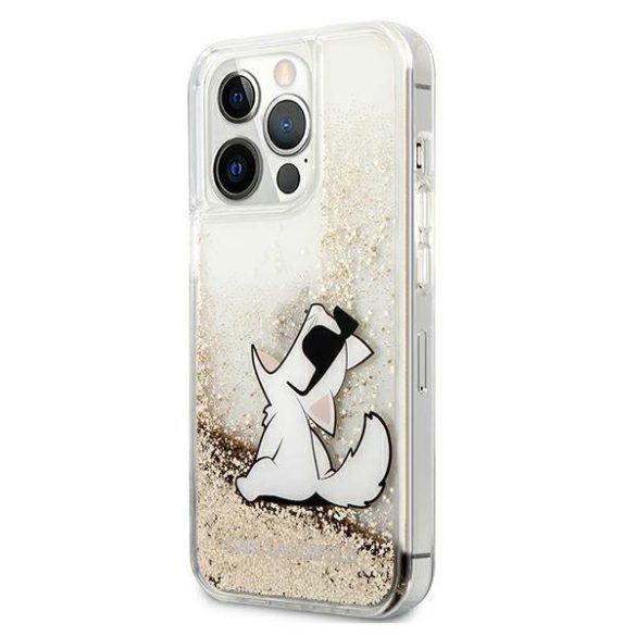 Karl Lagerfeld KLHCP13XGCFD iPhone 13 Pro Max 6,7" arany folyékony csillogó kristályos Choupette Fun keménytok