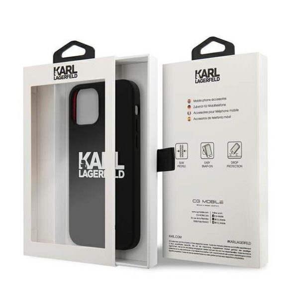 Karl Lagerfeld KLHCP13SSLKLRRBK iPhone 13 mini 5,4" szilikon Stack logó fekete tok