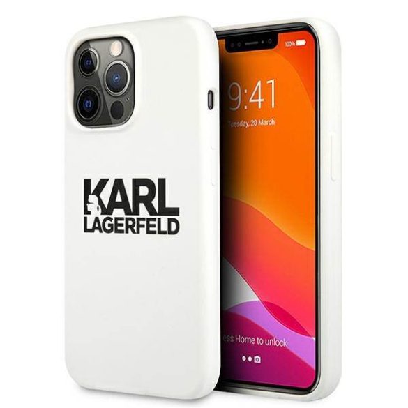 Karl Lagerfeld KLHCP13LSLKLKLWH iPhone 13 Pro / 13 6,1" szilikon Stack Logo fehér tok