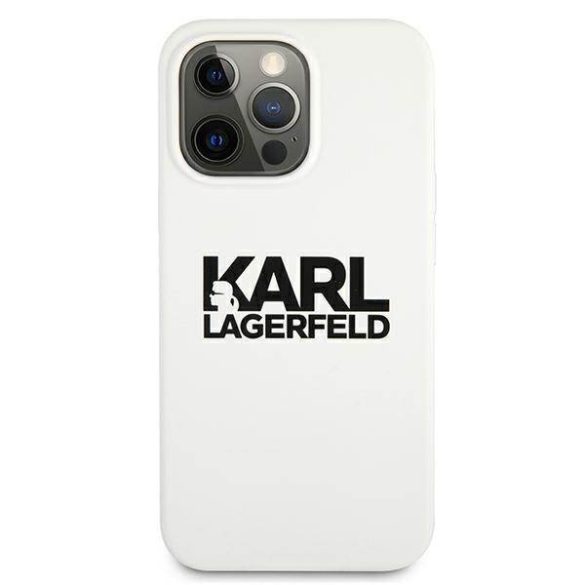 Karl Lagerfeld KLHCP13LSLKLKLWH iPhone 13 Pro / 13 6,1" szilikon Stack Logo fehér tok