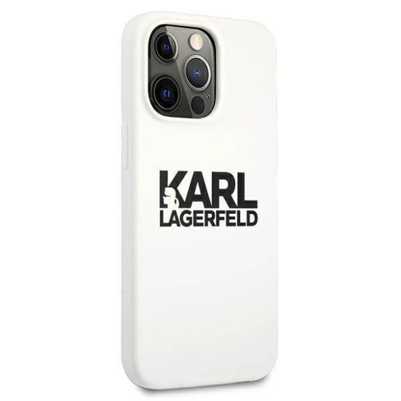 Karl Lagerfeld KLHCP13LSLKLKLWH iPhone 13 Pro / 13 6,1" szilikon Stack Logo fehér tok