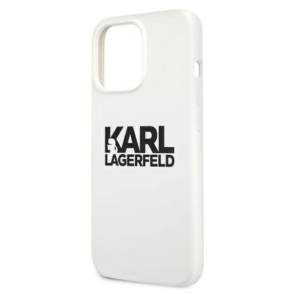 Karl Lagerfeld KLHCP13LSLKLKLWH iPhone 13 Pro / 13 6,1" szilikon Stack Logo fehér tok