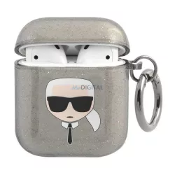   Karl Lagerfeld KLA2UKHGK AirPods 1/2 tok fekete Glitter Karl's Head