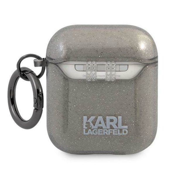 Karl Lagerfeld KLA2UKHGK AirPods 1/2 tok fekete Glitter Karl's Head