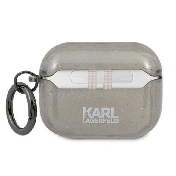 Karl Lagerfeld KLAPUKHGK AirPods Pro fekete csillogós tok Karl Lagerfeld fej