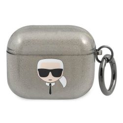   Karl Lagerfeld KLA3UKHGK AirPods 3 fekete csillogós tok Karl Lagerfeld fej