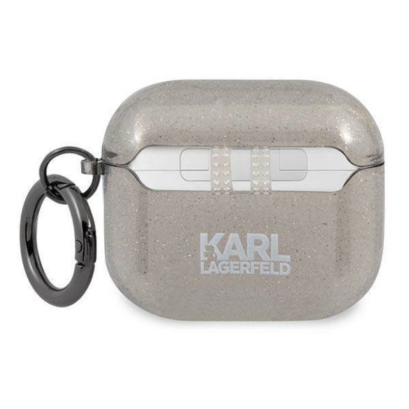 Karl Lagerfeld KLA3UKHGK AirPods 3 fekete csillogós tok Karl Lagerfeld fej