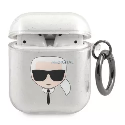   Karl Lagerfeld KLA2UKHGS AirPods 1/2 tok ezüst csillogó Karl's Head