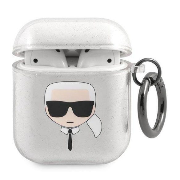 Karl Lagerfeld KLA2UKHGS AirPods 1/2 tok ezüst csillogó Karl's Head