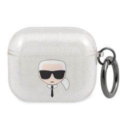   Karl Lagerfeld KLA3UKHGS AirPods 3 ezüst csillogós tok Karl Lagerfeld fej