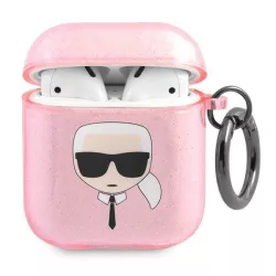   Karl Lagerfeld KLA2UKHGP AirPods 1/2 tok rózsaszín csillogó Karl's Head
