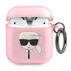   Karl Lagerfeld KLA2UKHGP AirPods 1/2 tok rózsaszín csillogó Karl's Head