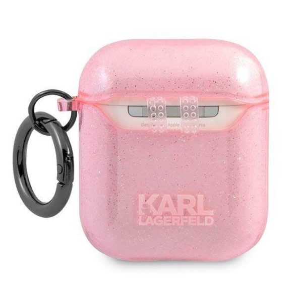 Karl Lagerfeld KLA2UKHGP AirPods 1/2 tok rózsaszín csillogó Karl's Head