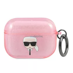   Karl Lagerfeld KLAPUKHGP AirPods Pro burkolat rózsaszín csillogós tok Karl Lagerfeld fej
